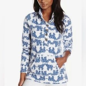 Lilly Pulitzer Pack your Trunk White and Navy Captain Printed Popover